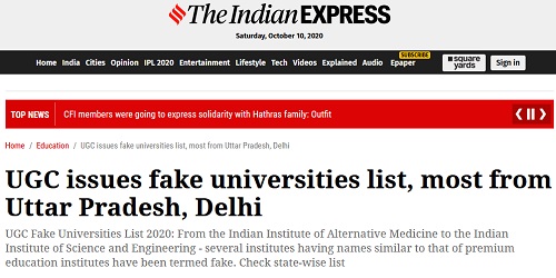 ugc_fake_university_list | No. 1 Indian Media News Portal