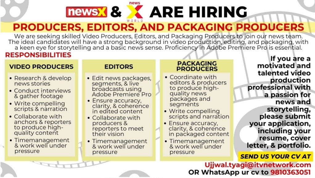 news x vacancy | No. 1 Indian Media News Portal
