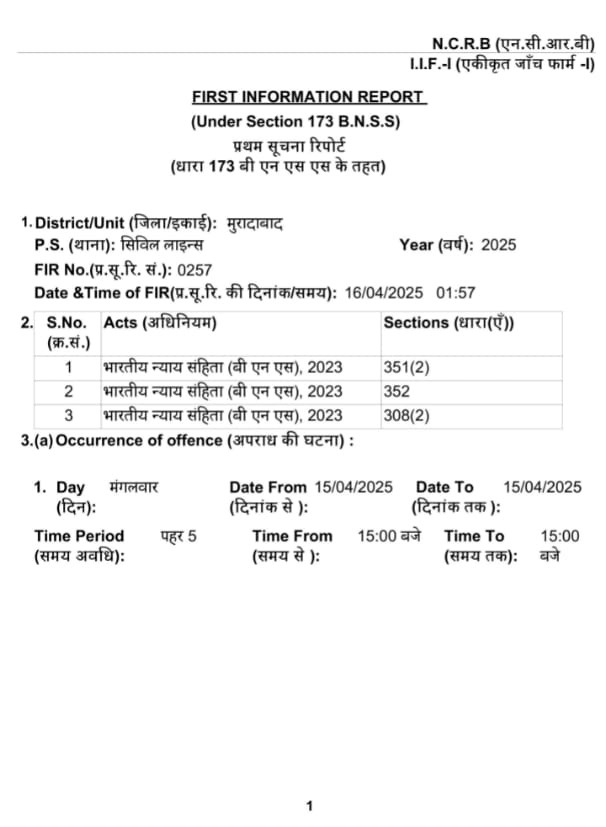 moradabad fir | No. 1 Indian Media News Portal