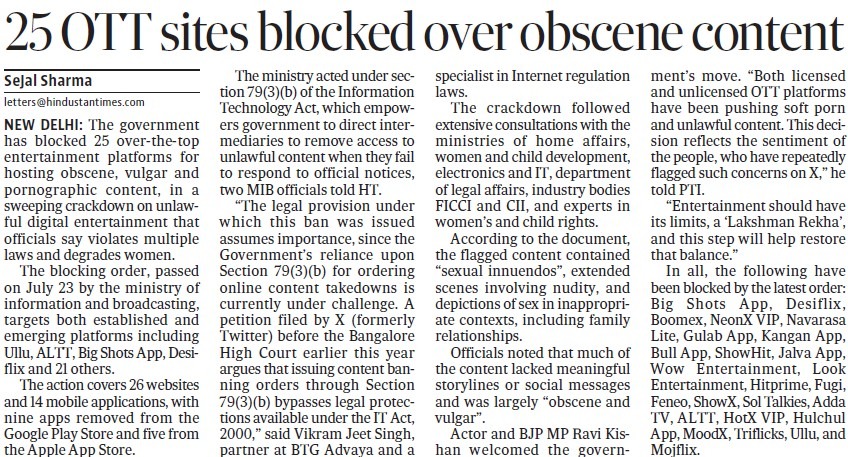 OTT 2025-07-26 | No. 1 Indian Media News Portal