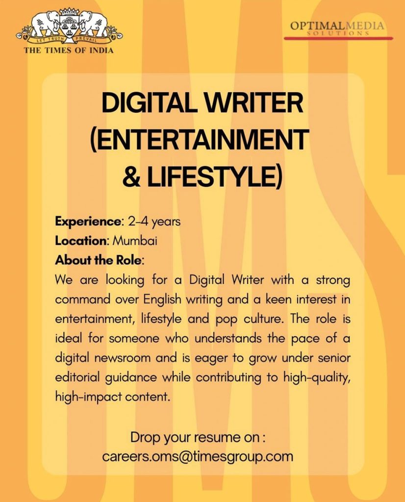 toi vacancy | No. 1 Indian Media News Portal