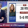 TV news broadcast: male anchor in a suit on the left, with a blue panel on the right showing reporter Helle Lyng (Norway) and Korean-style numbers '28 साल' and '5-6 साल' amid a news graphic, plus a red Hindi headline bar at the bottom.