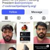 Instagram profile for Cockroach Janta Party, a youth-led political group; shows round logo, follower count, bio, and post grid.