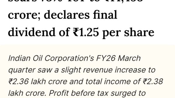IOCL Q4 results: net profit up 78% YoY to ₹14,458 crore; final dividend ₹1.25 per share.