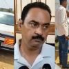 Three-panel collage from a news clip: left panel shows men in traditional Indian attire near a white van with an orange campaign sign; center panel is a close-up of a man with a moustache; right panel shows more men in a dusty outdoor area, some wearing light clothing.