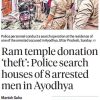 Police officers conduct a search operation in a narrow street, with bystanders and parked motorcycles nearby.