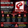 Bold red and white banner announces Kolkata TV goes off air indefinitely amid management, legal and financial uncertainty.