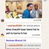 Screenshot of a WhatsApp chat with 'Breaking News Lucknow' header and two photos of a formal event, with two men circled in red in each image.