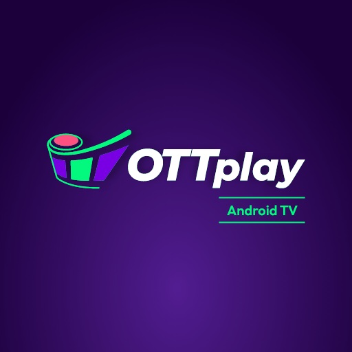 OTTplay Android TV logo on a dark purple gradient background.