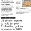 News collage about US ethanol exports to India, with a large headline and a sidebar on ethanol basics