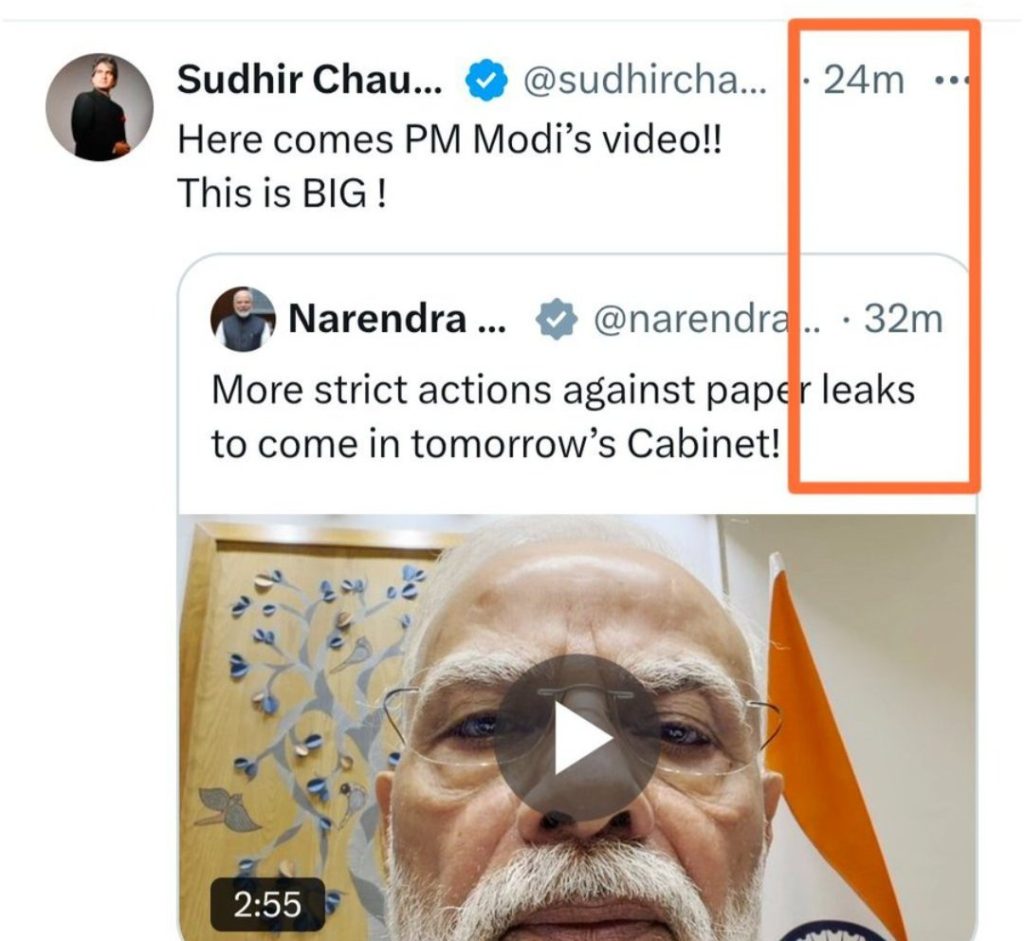gobhi_sudhir | No. 1 Indian Media News Portal Screenshot of a tweet announcing PM Modi's video, with a video thumbnail showing an older man with a white beard.