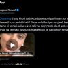 Post on a dark social feed showing a video thumbnail of a woman's close-up face near the text of a caption.
