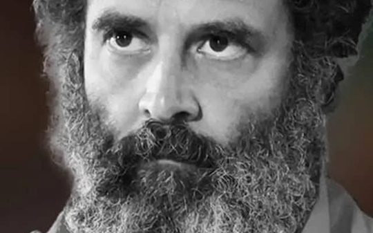 Close-up portrait of a bearded man with a thick gray beard and contemplative expression.