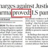 Newspaper front page showing the headline 'Charges against Justice Varma proved; LS panel', with the word 'proved' circled in red.