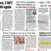 Collage of front pages from Indian newspapers with bold political headlines and small photos summarizing multiple news stories