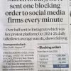 Express Special headline: Govt sent one blocking order to social media firms every minute; subheading on Instagram takedowns (Aug 2024).