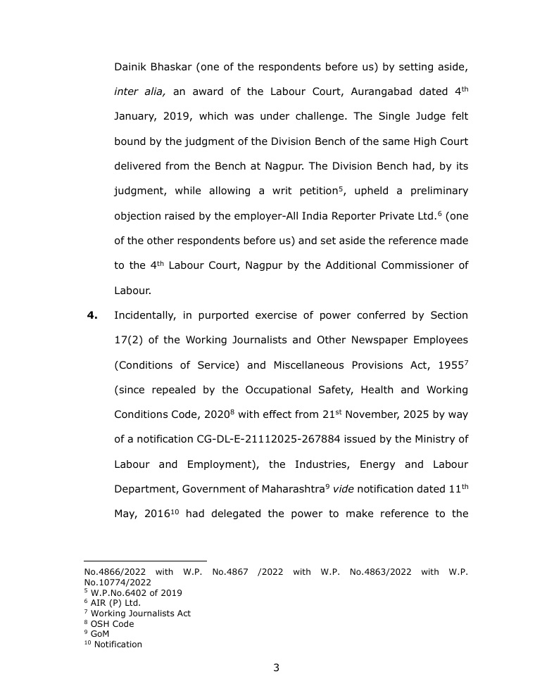 Page 3 of a legal document with dense paragraphs, including Section 4 and a footnote area at the bottom