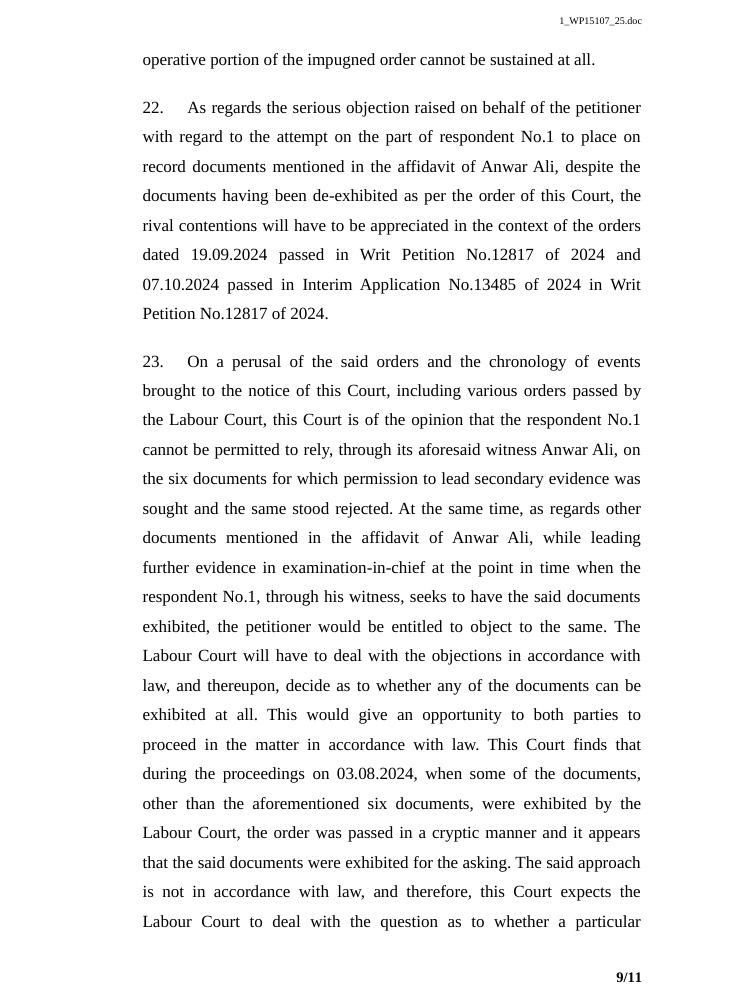 hc bombay_9 | No. 1 Indian Media News Portal Page from a legal document showing sections 22 and 23 with dense paragraphs about court objections and orders; bottom-right shows page number 9/11.
