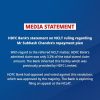 Blue background media statement from HDFC Bank about NCLT ruling on Subhash Chandra's repayment plan, with 'MEDIA STATEMENT' heading.