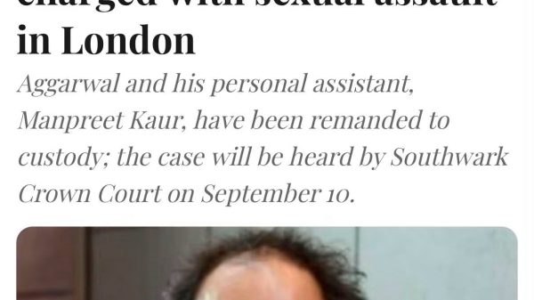 Headline: Mehul Choksi’s Indian lawyer Vijay Aggarwal charged with sexual assault in London; photo of Vijay Aggarwal.
