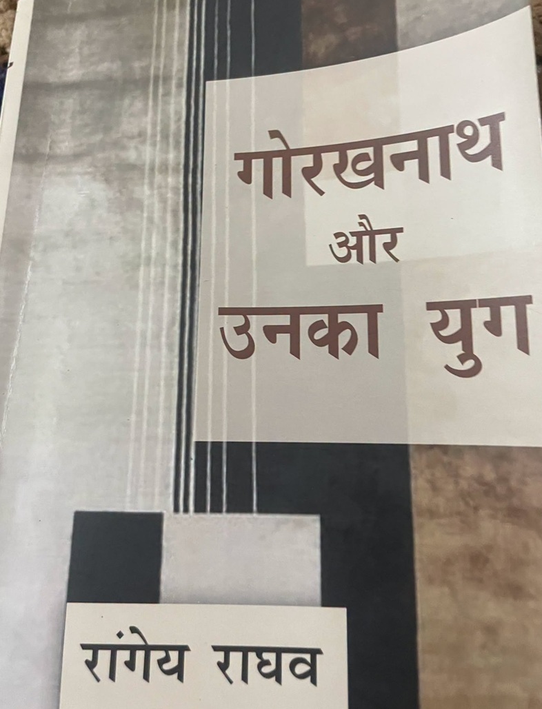 Hindi-language book cover with bold Devanagari title and a smaller subtitle; abstract grayscale background with vertical lines and geometric blocks.
