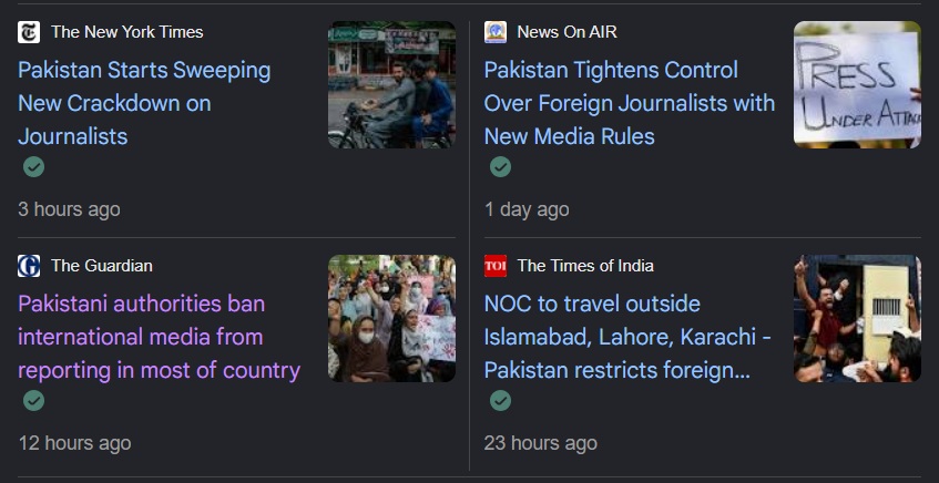 The New York Times: Pakistan starts sweeping new crackdown on journalists — thumbnail of a motorcyclist scene