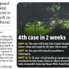 Two-panel graphic: left article about a 17-year-old girl attacked at Aastha Kunj park; right infographic titled '4th case in 2 weeks' with dates and details.