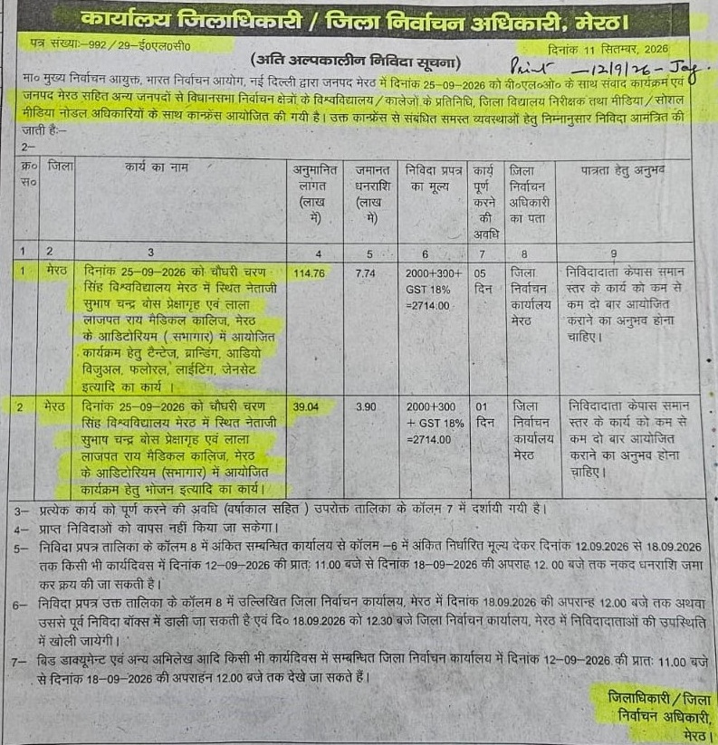 gyanesh blo | No. 1 Indian Media News Portal Hindi district election notice with tabular details of polling stations and officials, highlighted in yellow