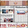Collage of Indian newspaper front pages reporting Modi’s ‘weaponisation’ of tech and open‑source AI for BRICS, with the BRICS India 2026 logo visible in the center
