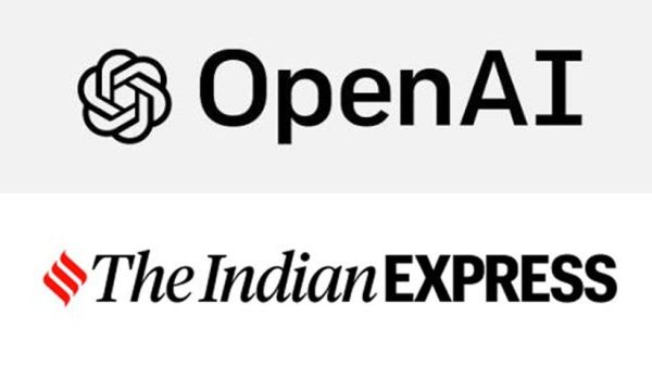 OpenAI and The Indian Express logos displayed side by side on a white background.