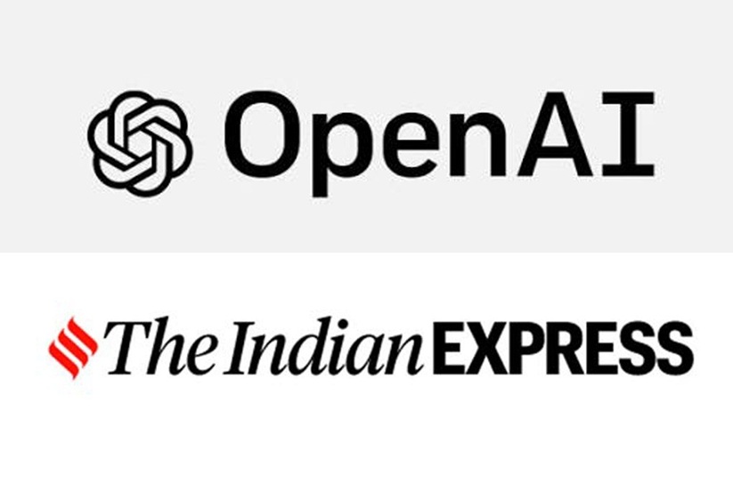 OpenAI and The Indian Express logos displayed side by side on a white background.