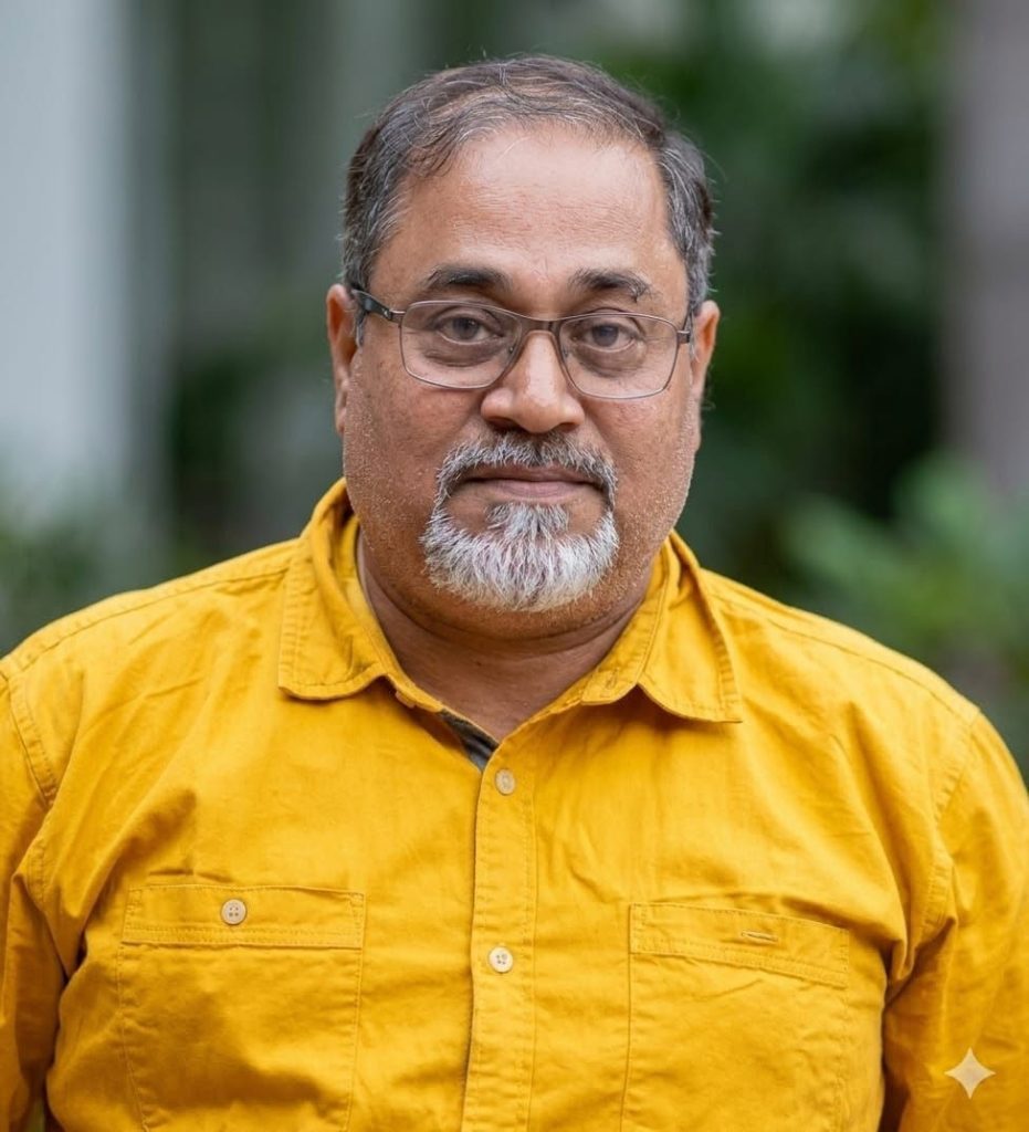 sanjai rai | No. 1 Indian Media News Portal Portrait of a middle-aged man with glasses and a gray goatee wearing a yellow shirt outdoors.
