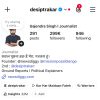 Profile header for Gajendra Singh | Journalist with 291 posts, 299K followers, 946 following; circular avatar on left and bio text below.