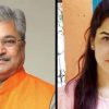 Side-by-side portrait: a smiling older man in an orange kurta on the left and a young woman in a pink top on the right.