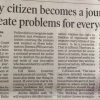 Newspaper headline: 'If every citizen becomes a journalist, it will create problems for everyone: SC'.