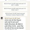 WhatsApp chat in MP Stringers group showing messages about Pravin Sir MP Head removal, with phone numbers, followed by a long Hindi note and a prayer emoji.