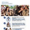 Panel of journalists covering protests beside police, with a four-step infographic outlining journalist IDs, visibility, non-obstruction, and safe distancing guidelines at protests (Delhi Police).