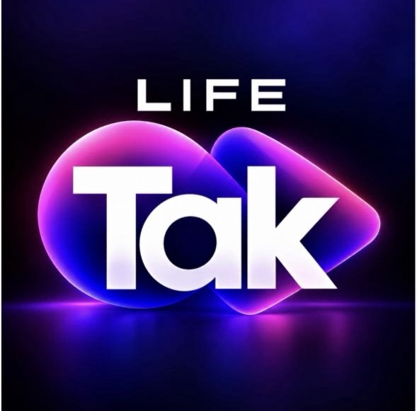 Screenshot | No. 1 Indian Media News Portal Life Talk logo with bold white 'Talk' text and neon pink–purple shapes behind it