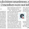 Newspaper front-page headline: 'EC says decisions unanimous, silent on why 2 members were not informed' by Ritika Chopra, Mumbai, October 26evidence.